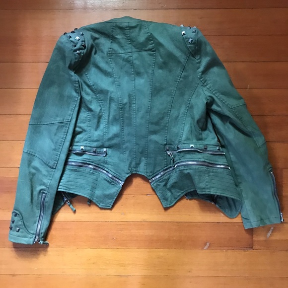 Lookbook Store Green Moto Jacket Size L - Picture 2 of 4